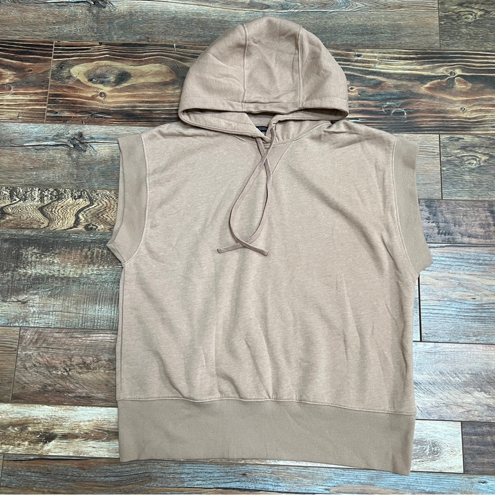 Zara Tan Cotton Vest with hood size M